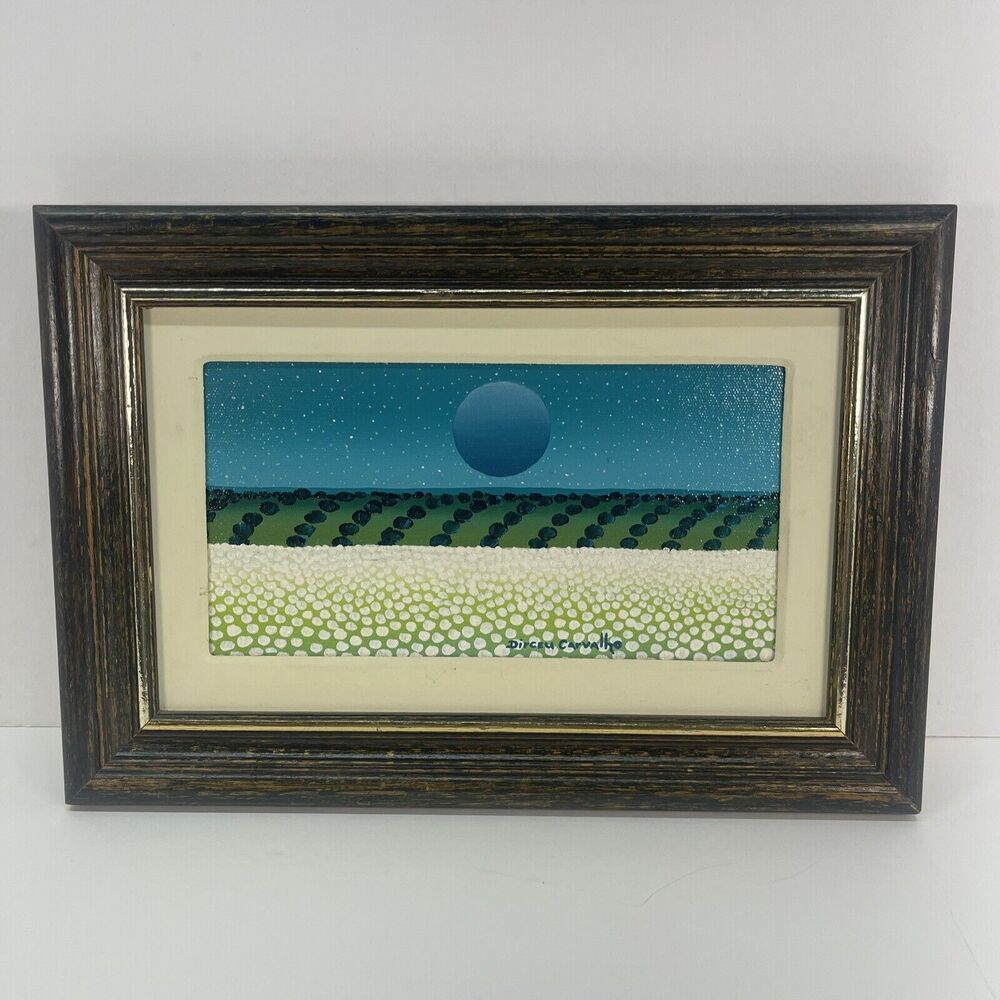 1996 Dirceu Carvalho - COTTON FIELD NIGHT, Acrylic Pairing On Canvas 12.5 X 9in